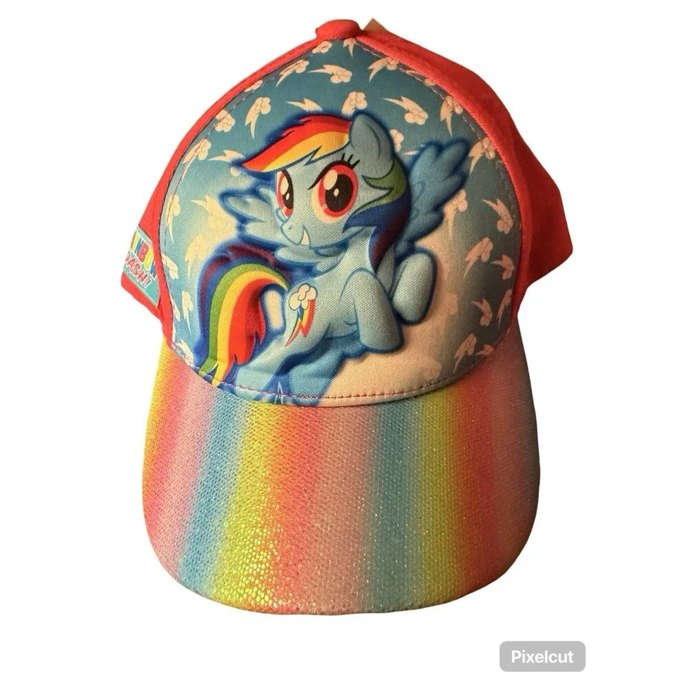 My Little Pony Rainbow Dash Glitter Rainbow Brim Adjustable Girls Hat New  4-7